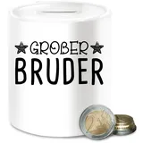 Spardose - Spardosen - Großer Bruder Sterne - Unisize - Weiß - Big Brother große brüder Geschenk für großen grosser 2023 größeren Grosse 2024 Geschenke bro grossen Fuer den