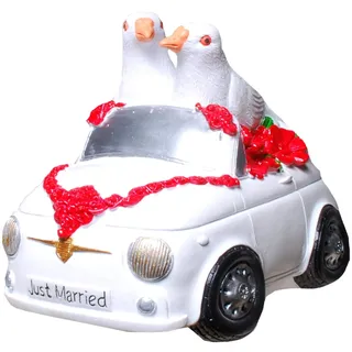 Udo Schmidt wunderschöne Spardose,Sparschwein,Hochzeitskasse Cabrio Hochzeitsauto,Hochzeits-Auto zur Hochzeit,mit Tauben im Auto