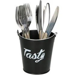 Metall-Eimer schwarz mit Besteck für 6 Personen – 22275624, 805536, 805529
