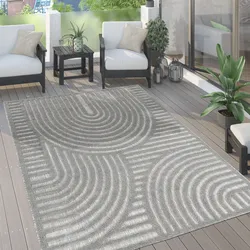 Teppich PACO HOME "Livorno 674", grau, B:160cm H:14mm L:220cm, Polypropylen (PP), Teppiche, Uni Farben, moderner Hoch-Tief-Effekt, Scandi-Look, Outdoor geeignet