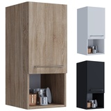 VCM Holz Midihängeschrank Badschrank mit offenem Fach und einer Drehtür Maße H. 76 x B. 33 x T. 37 cm - Flandu
