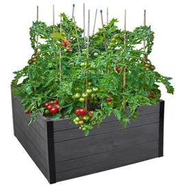 Trutzholm Hochbeet Beeteinfassung mit Wühlmausgitter 100 x 100 x 56 cm Holzoptik