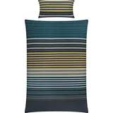 Erwin Müller Fein Biber Bettwäsche Mix & Match in petrol-braun-ocker | Gr.: 200x220 cm (40x80 cm)