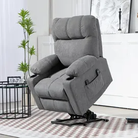 Homcom Fernsehsessel mit Aufstehhilfe Relaxsessel mit Wärme- und Massagefunktion,