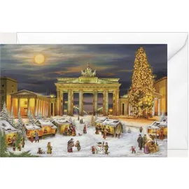 Olewinski & Tochter Weihnachtsklappkarte Berlin Brandenburger Tor ohne Text, mit Umschlag - Braun