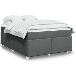 vidaXL Boxspringbett mit Matratze Dunkelgrau 140x200 cm Stoff