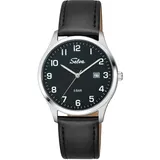 Selva Herren-Armbanduhr, Quarz, Edelstahl, Leder, Dornschließe, 5 bar