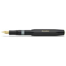KAWECO PISTON SPORT CLASSIC Black/Gold I Klassischer Kunststoff Kolbenfüllhalter zum Aufziehen von Tinte mit transparentem Tintenfenster in Retro-Dose 13 cm I Federbreite: EF (Extra Fein)