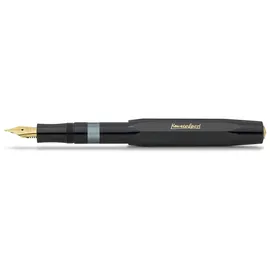KAWECO PISTON SPORT CLASSIC Black/Gold I Klassischer Kunststoff Kolbenfüllhalter zum Aufziehen von Tinte mit transparentem Tintenfenster in Retro-Dose 13 cm I Federbreite: EF (Extra Fein)
