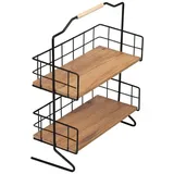 [en.casa] Tischregal Sallingsund mit 2 Ablageflächen Gewürzaufbewahrung 41,5 x 32 x 15 cm Küchen-Organizer Schwarz/Holzfarben