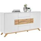 XORA Sideboard Weiß, Eiche, Holz, Eiche, massiv, 4 Fächer, 4 Schubladen, 178x89x40 cm, Fsc, Beimöbel erhältlich, stehend, Schlafzimmer, Schlafzimmer Kommoden - B/H/T ca. 178,00x89,00x40,00