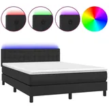 vidaXL Boxspringbett mit Matratze & LED Schwarz 140x200 cm Kunstleder