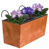 Blumenkübel Blumentopf Rattan Trapez Terrakotta Beton Struktur H 19,5 cm 12 L