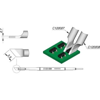 jbc Entlötspitze Serie C120 für Dual-In-Line, C120008/3,5 mm, schräg, links, Lötgerät Zubehör