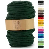 Netuno 1x Makramee Garn Flaschengrün 9 mm 50 m Makramee Kordel Baumwolle mit Polyesterkern Baumwollkordel Schnur Bastelgarn farbig für Dekoration Wandbehang Blumenampel Cotton Cord Macrame