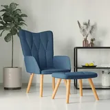 vidaXL Relaxsessel mit Hocker Blau Stoff