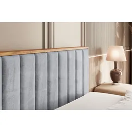 altdecor BOXBETT mit Matratze H4 und Lattenrost - 160x200 - Hellgrau