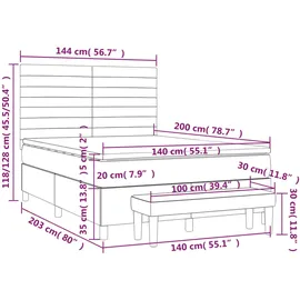 vidaXL Boxspringbett mit Matratze Dunkelgrau 140x200 cm Stoff1366399