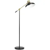 Homcom Stehlampe, Höhenverstellbarer Standlampe, 40 W schwenkbar Stehleuchte, Bogenlampe, Leselampe mit E27 Sockel, für Wohnzimmer, Schwarz, exkl.