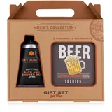 Accentra Geschenkset MEN'S COLLECTION in Geschenkbox aus Kraftpapier mit Griff, inkl. 60ml Badegel und Duschgel, 2x Bierdeckel eckig, Duft: Birke & Zeder - braun