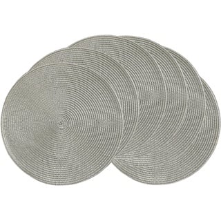 Tischsets/platzsets Abwaschbar 6er Set, Tischset Rund, Hitzebeständig und rutschfest Platzdeckchen für küche Speisetisch und Hotel,Grey