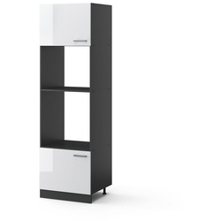 Vicco Mikrowellenumbauschrank Küchenhochschrank R-Line 60 cm Anthrazit Weiß Hochglanz grau