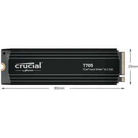 Crucial T705 SSD M.2 2280 / M-Key / PCIe 5.0 x4, Kühlkörper