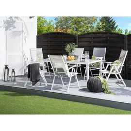 Beliani Gartenmöbel Set 7-tlg. Grau/Weiß