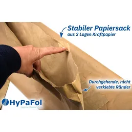 Hypafol Papiermüllsäcke 50 liter | 50 Stück | 2-lagig, | 450x600+200 mm, | unbedruckt | kompostierbare Papiertüten | Kraftpapier - Braun