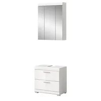 Inn.furn Badmöbel-Set weiß Hochglanz 2-teilig 60 cm, Badschränke Shawn