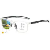 Generisch Photochrome Progressive Multifokus Lesebrille, Selbsttönende Lesebrille, Anti-Blaulicht Lesebrille, UV-Schutz Sonnenbrille für Männer und Frauen, zum Lesen im Freien(Transparent/Grey,1.5 x)