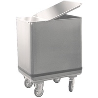 Gastro Mastro Trichterwagen für Mehl mit Deckel in Edelstahl, 150 Liter