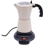 HINOPY Elektrische Espressokocher 220V, 300ml 480W Kaffeemaschine aus Aluminiumlegierung mit Base, Elektrische Espressokocher für 6 Tassen, Kaffeekocher Elektrisch für Reisen oder Camping (Weiß)