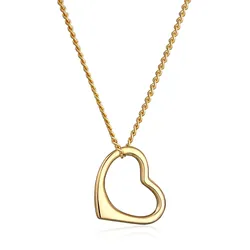 Kette mit Anhänger ELLI PREMIUM "Herz Liebe Klassisch Hochwertig 585 Gelbgold", gold, Halsketten, Damen, 45, ohne Stein, Gelbgold 585, L: 45cm