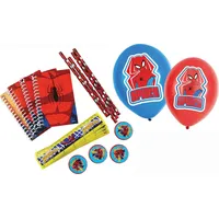 Amscan Spiderman Schreinset (16-teilig) + Luftballons (6 Stück, rot