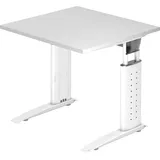 Hammerbacher höhenverstellbarer Schreibtisch weiß quadratisch, C-Fuß-Gestell weiß 80,0 x 80,0 cm