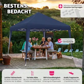 Tectake tectake® Pavillon Linosa 3 x 3 m höhenverstellbare Füße, inklusive Spannseile, Heringe und Tragetasche