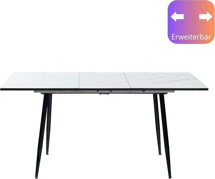 Urban Meuble ESSTISCH Weiß Marmormuster rechteckig ausziehbar 120-160/80/75cm