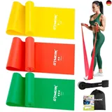 GYMERK Fitnessbänder 3er-Set, 1.8m Gymnastikband mit 3 Widerstandsstufen, Fitnessband mit Türanker Tragetasche und Übungsanleitung, ideal für Yoga, Pilates, Krafttraining und Physiotherapie