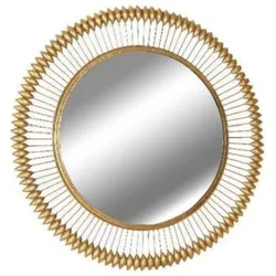 Casa Padrino Designer Spiegel Gold Ø 90 cm - Moderner mit Goldfolie pulverbeschichteter Metall Wandspiegel - Luxus Deko Accessoires