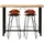 vidaXL 5-tlg. Bar-Set Massivholz und Echtleder 120 x 150 cm Schwarz