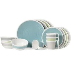 Moritz Melamin Camping Geschirr Set 4 Personen Harmonie 16 Teilig + 16 Milano Gläser Wassergläser Weingläser Champagner-Gläser Flûtes Tafelgeschirr Picknick