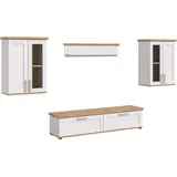 Home Affaire Wohnwand HOME AFFAIRE "Cosenza", weiß (sibu lärche nachbildung), B:316cm H:161cm T:40cm, Kastenmöbel-Sets, Wohnwand, Cosenza, Breite: 336 cm,2xVitrine,Lowboard, Wandboard
