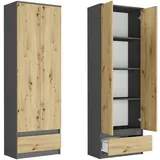 home collective Kleiderschrank mit 2 Türen, 3 Einlegeböden, 1 Schubladen, 60x180x35 cm Schlafzimmer, Kleiderschränke