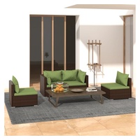 vidaXL Polyrattan Lounge-Set 4-tlg. braun inkl. Auflagen 3102172