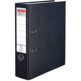 Herlitz Herlitz® Q.file Aktenordner A4 | 8cm Rücken | Wechselseitiges Schild | 2-Ring-Mechanik mit Druckleiste | PP Folie beschichtet Robuste Beschläge | Schwarz