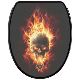 Sanilo WC-Sitz Totenkopf in Flammen Braun