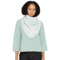 Cartoon Schal "Damen mit Applikation in Grau/Silber | Gr.: