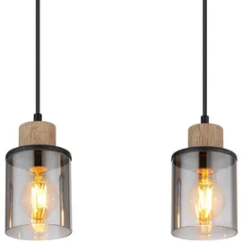 GLOBO Hängeleuchte Reid Schwarz/Holzfarben 78 x 10 cm 4-flammig