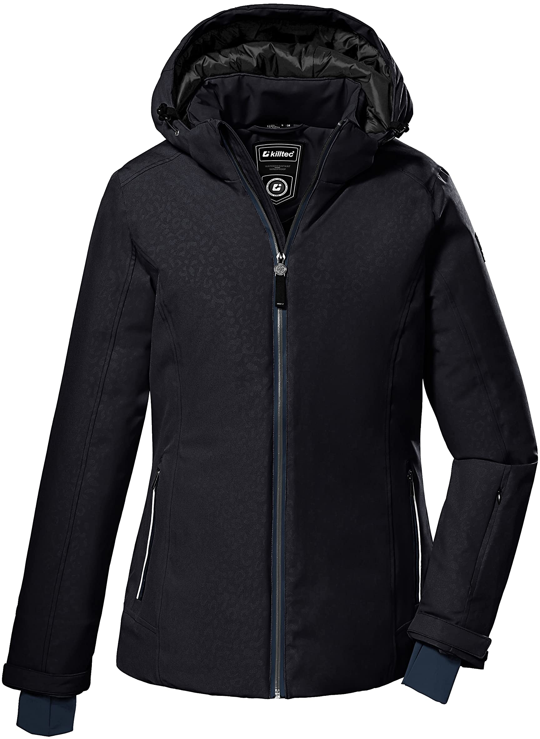 Killtec Damen Ksw 111 Wmn Jckt Skijacke Funktionsjacke mit abzippbarer Kapuze und Schneefang, schwarz blau, 38 EU